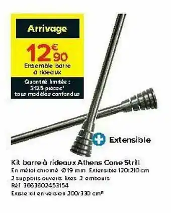 Castorama Kit Barre à Rideaux Athens Cone Strill offre