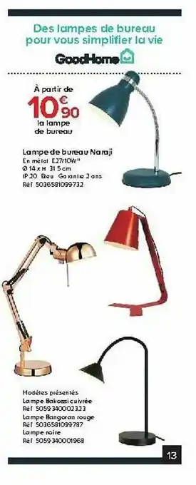 Castorama Lampe De Bureau Naraji offre