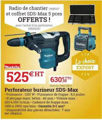 Espace emeraude Perforateur Burineur Sds-max Makita offre