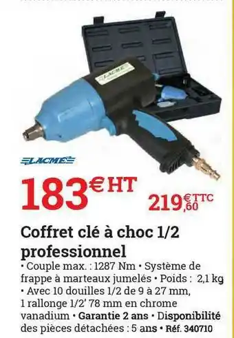 Espace emeraude Coffret Clé à Choc 1-2 Professionnel offre