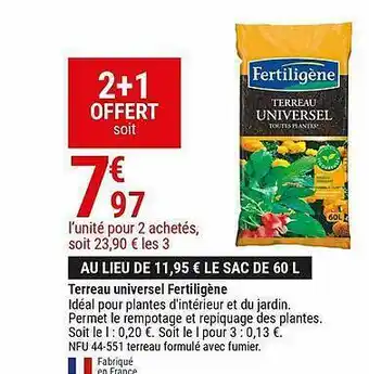 Gamm vert Terreau Universel Fertiligène offre
