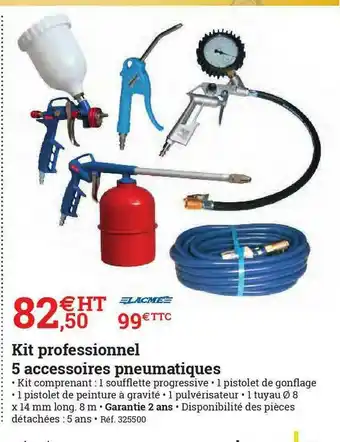 Espace emeraude Kit Professionnel 5 Accessoires Pneumatiques Lacme offre