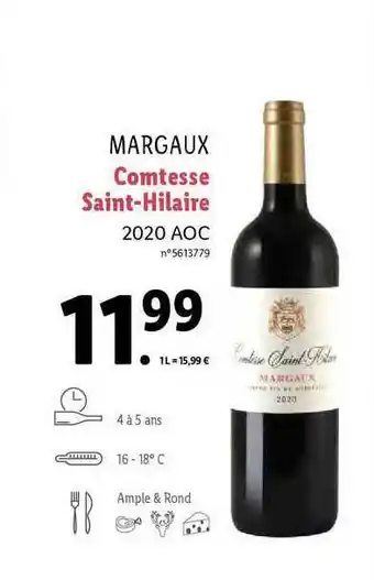 Lidl Margaux Comtesse Saint-hilaire 2020 Aoc offre