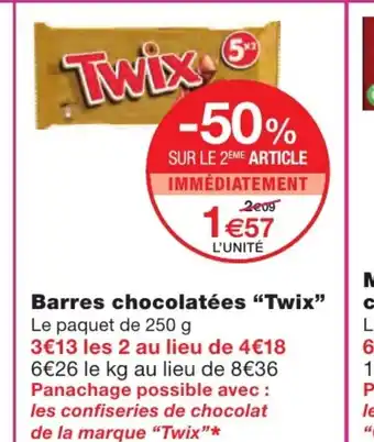 Monoprix Barres Chocolateés "Twix" offre