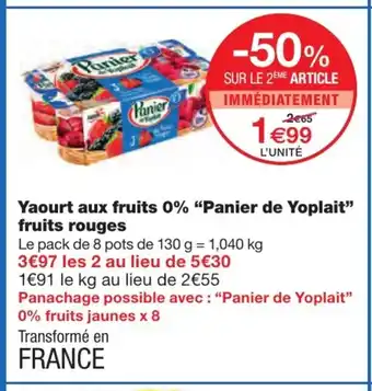 Monoprix Yaourt aux fruits 0% "Panier De Yoplait" Fruits Rouges offre