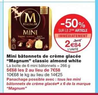 Monoprix Mini Batonnets De Créme Glacée "Magnum" Classic Almond White offre