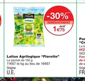 Monoprix Laitue Agrilogique 'Florette" offre