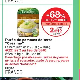 Monoprix Purée De Pommes De Terre "Créaline" offre