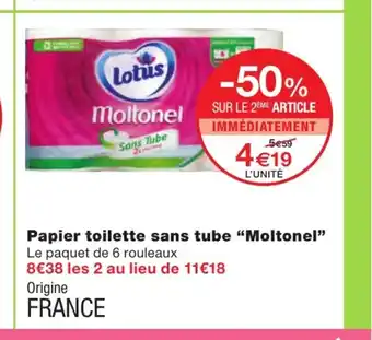 Monoprix Papier Toilette Sans Tube "Moltonel" offre