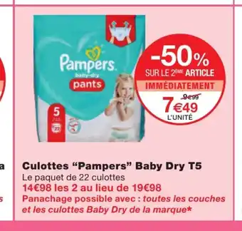Monoprix Culottes "Pampers" Baby Dry T5 offre