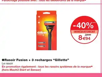 Monoprix Rasoir Fusion + 3 Recharges "Gillette" offre