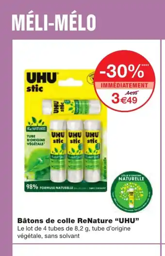 Monoprix Batons de Colle ReNature "Uhu" offre