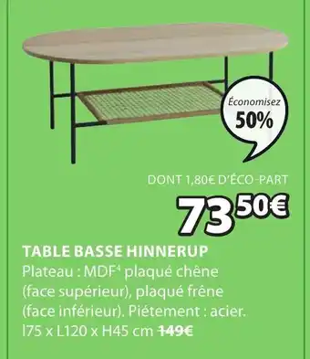 JYSK Table Basse Hinnerup offre