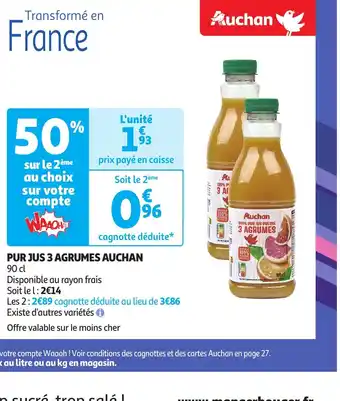 Auchan PUR JUS 3 AGRUMES AUCHAN offre