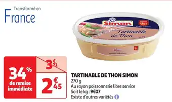 Auchan TARTINABLE DE THON SIMON offre
