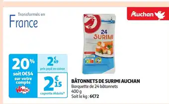 Auchan BÂTONNETS DE SURIMI AUCHAN offre