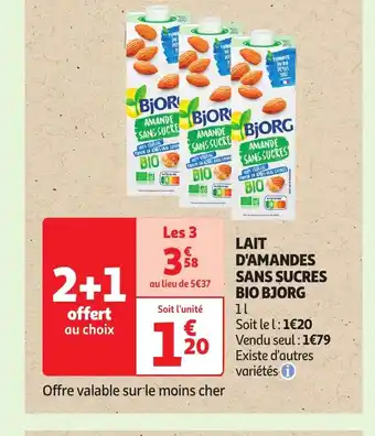 Auchan LAIT D'AMANDES SANS SUCRES offre