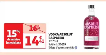 Auchan VODKA ABSOLUT RASPBERRI offre