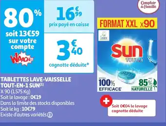 Auchan TABLETTES LAVE-VAISSELLE TOUT-EN-1 SUN offre