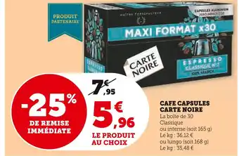 U Express Carte noire cafe capsules offre