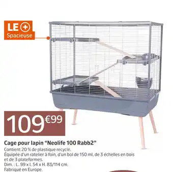 Jardiland Cage pour lapin “neolife 100 rabb2” offre
