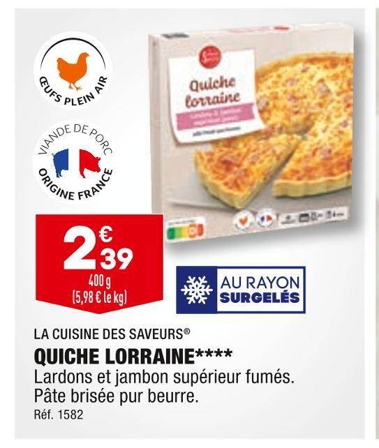Promo La cuisine des saveurs quiche lorraine chez ALDI