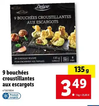 Lidl Deluxe 9 bouchées croustillantes aux escargots offre