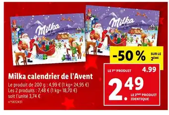 Lidl Milka milka calendrier de l’avent offre