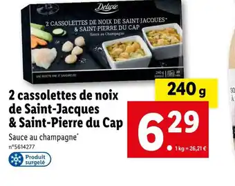 Lidl Deluxe 2 cassolettes de noix de saint-jacques & saint-pierre du cap offre