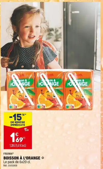 ALDI Fruima boisson à l’orange offre
