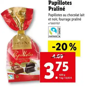 Lidl Favorina papillotes praliné offre