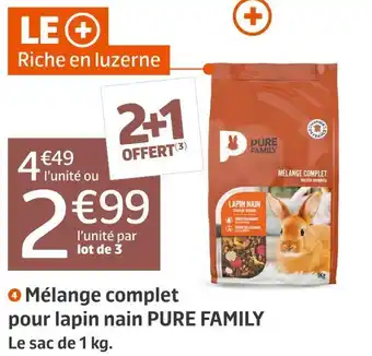 Jardiland Pure family mélange complet pour lapin nain offre