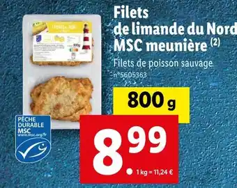 Lidl Filets de limande du nord msc meunière offre