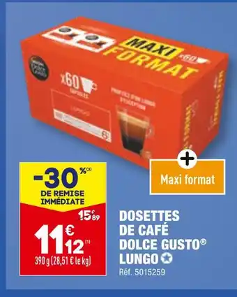 ALDI Dolce gusto dosettes de café lungo offre