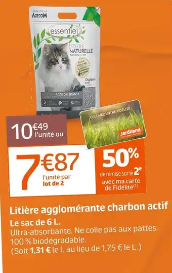 Litière agglomérante charbon actif