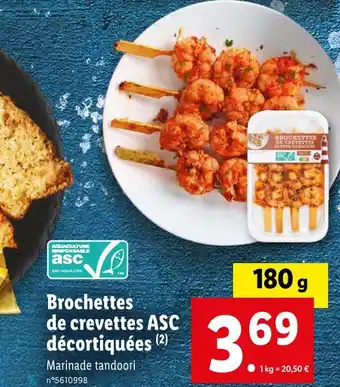 Lidl Brochettes de crevettes asc décortiquées offre