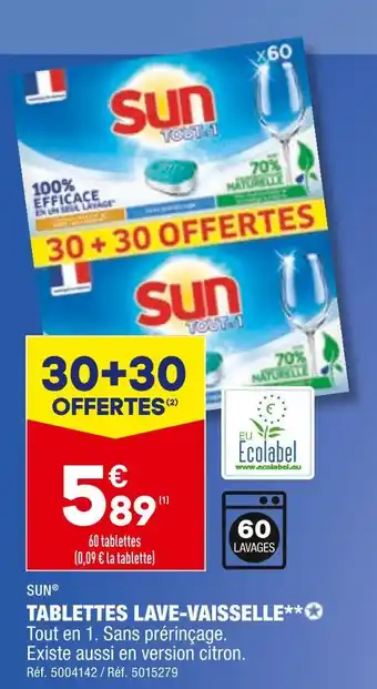 ALDI Sun tablettes lave-vaisselle offre