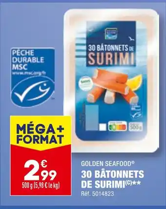 ALDI Golden seafood 30 bâtonnets de surimi offre