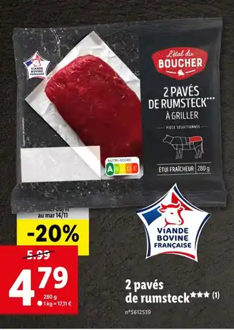 Lidl L'étal du boucher 2 pavés de rumsteck offre