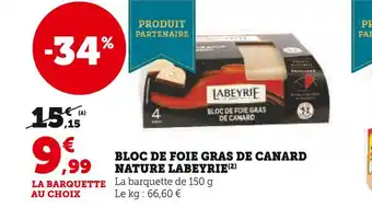 Labeyrie bloc de foie gras de canard nature