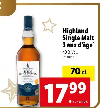 Ben bracken highland single malt 3 ans d’âge