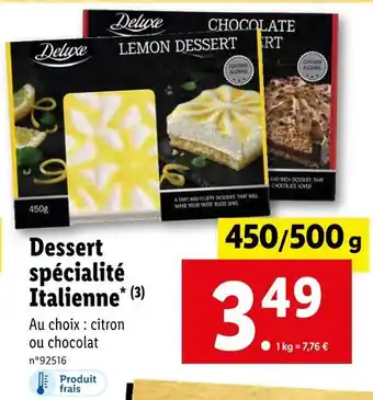 Lidl Deluxe dessert spécialité italienne offre