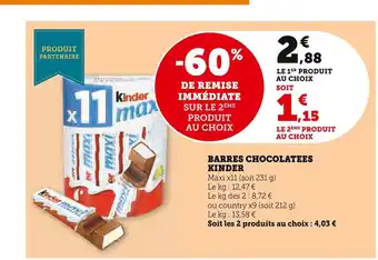 U Express Kinder barres chocolatees offre