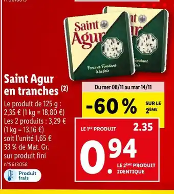Lidl Saint agur saint agur en tranches offre