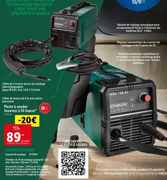 Lidl Parkside poste à souder inverter à fil fourré offre