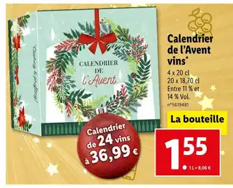 Lidl Calendrier de l’avent vins offre