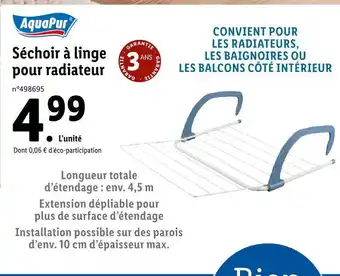 Lidl Aquapur séchoir à linge pour radiateur offre