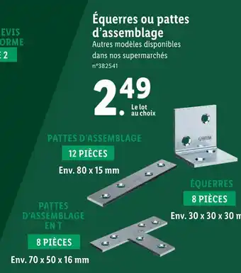 Lidl Parkside équerres ou pattes d’assemblage offre