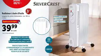 Lidl Silver crest radiateur à bain d’huile offre