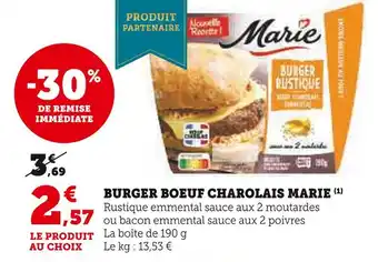Super U Marie burger boeuf charolais offre